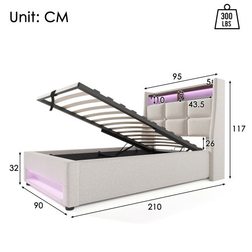 A Metal Bed Frame Made Of Linen Material