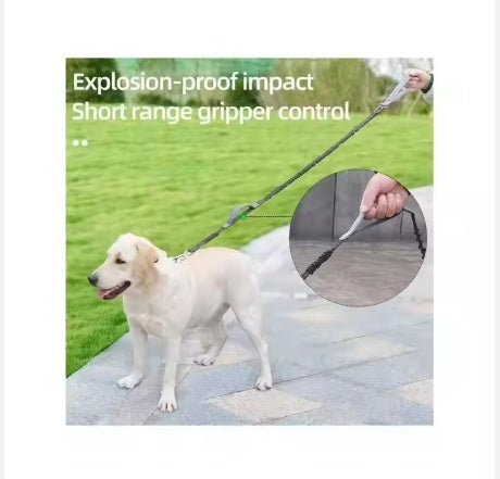 YT Pet Dog Explosion Proof Impact Leash, Heavy Duty Dog Leash With Padded Double Handle Car Seat Belts, 4-6 Feet Long