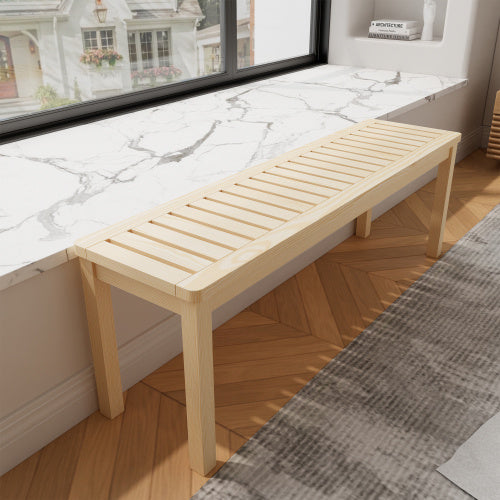 52 Solid Wood Slatted Bench For Living Room, Bedroom, Or Entryway   Durable Natural Hardwood Finish, Perfect For Foot Of Bed Or Entryways, Hallways