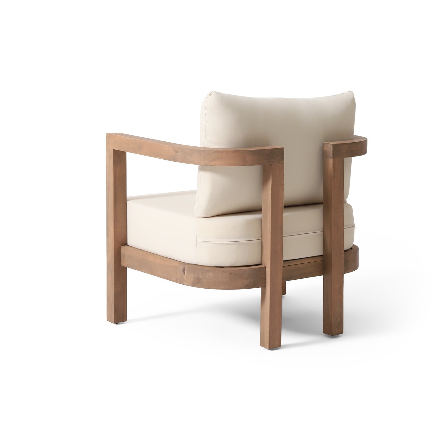 Outdoor Acacia Wood Patio Club Chair, Patio Furniture,Waterproof Thick Cushion Deep Seating For Porc