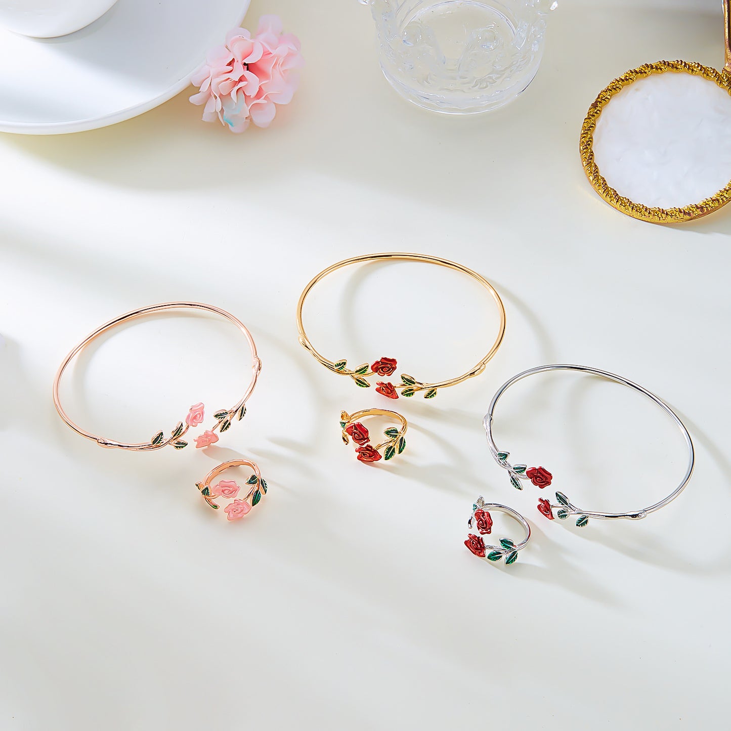 Bracelet Suit Dripping Rose Bracelet Ring Set Suit