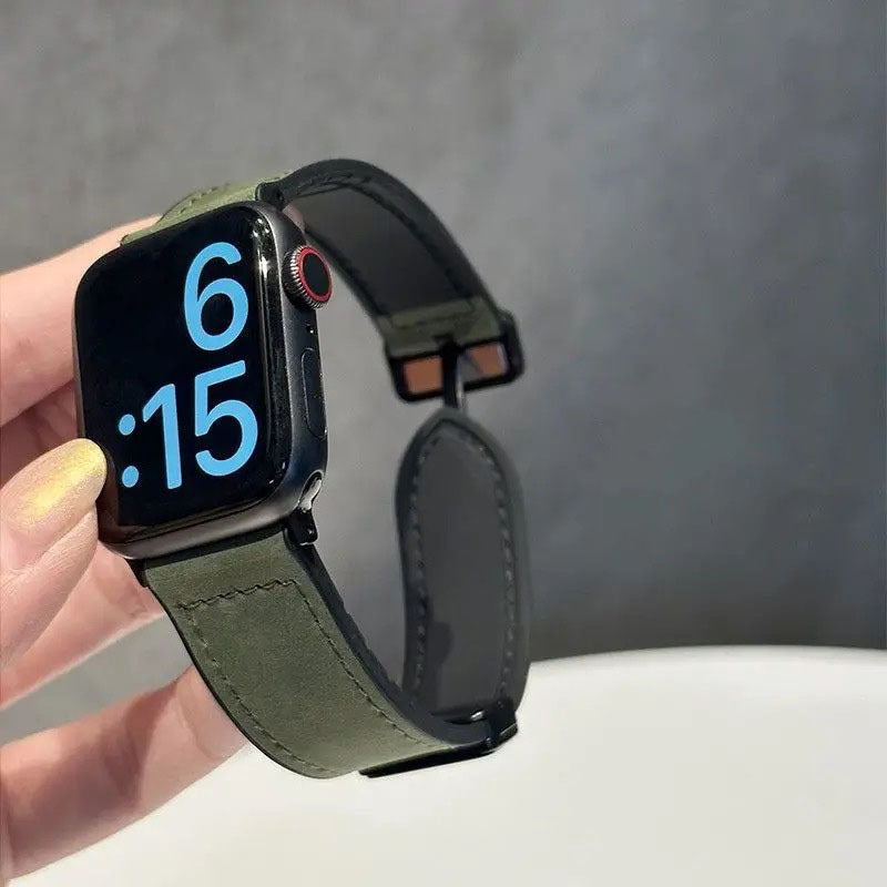 Watch Band Folding Magnetic Buckle Genuine Leather