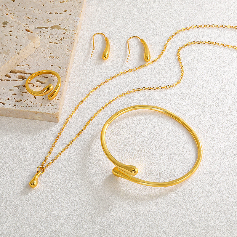 Water Drop Suit Simple Daily Fashion Necklace Earrings Bracelet Ring Suit