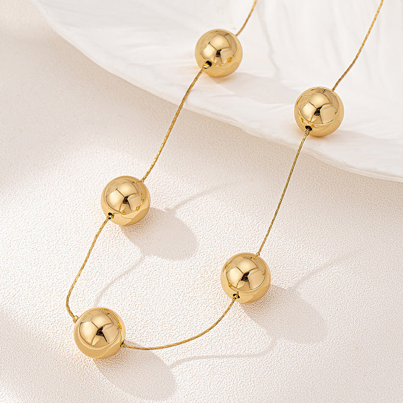 Simple Fashion Geometry Pattern Big Round Bead Necklace