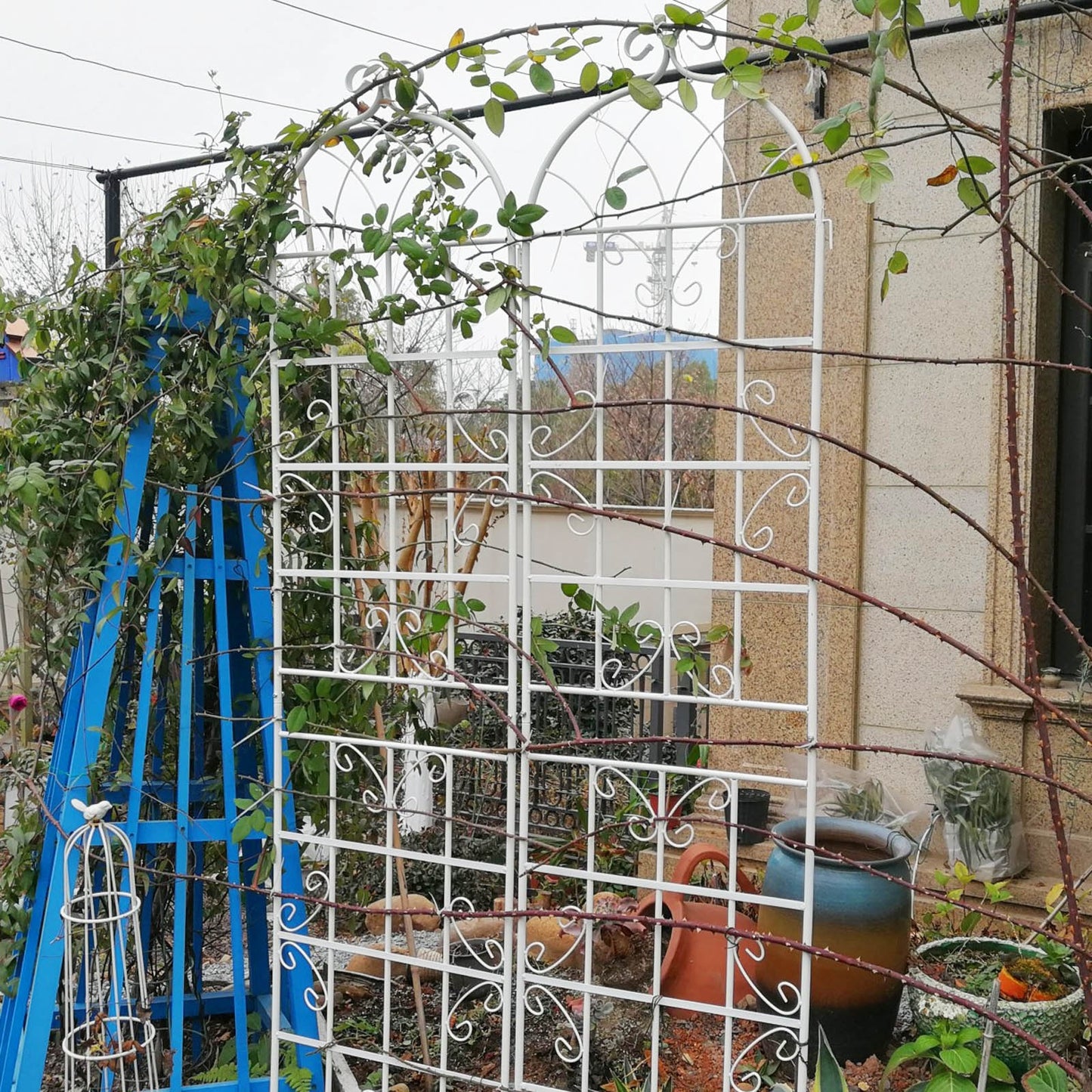 4 Pack Metal Garden Trellis 86.7x19.7 Rustproof For Climbing Plants Outdoor