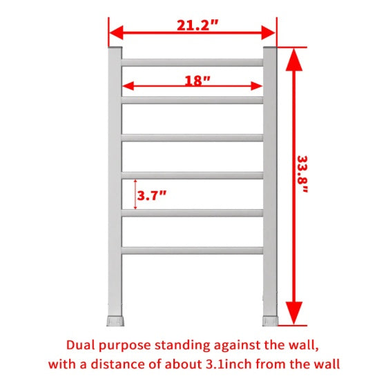 Electric Heated Towel Rack For Bathroom, Wall Mounted Towel Warmer, 6 Stainless Steel Bars Drying Rack