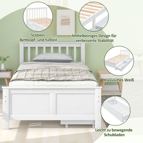 Pine Frame Bed With Drawers