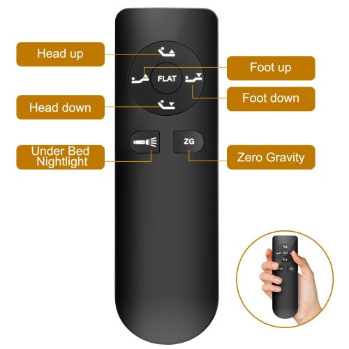 Adjustable Bed Base Frame Head And Foot Incline Quiet Motor King Size Zero Gravity, 4 Ports USB, Under-Bed Nightlight