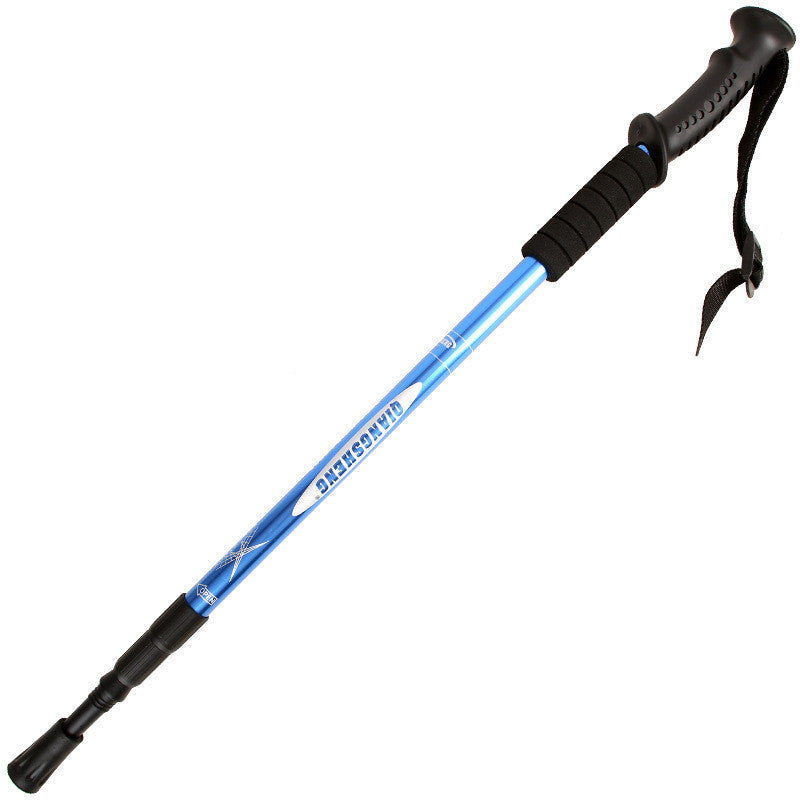 Outdoor Straight Handle Aluminum Alloy Telescopic Trekking Walking Stick