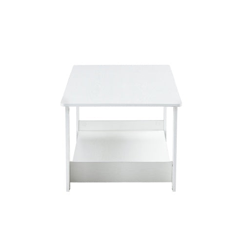 A Modern And Practical White Coffee Table And Coffee Table. The Double Layered Coffee Table Is Made Of MDF Material,. Suitable For Living Room, Bedroom, And Study.43.3x21.6x16.5  CT16