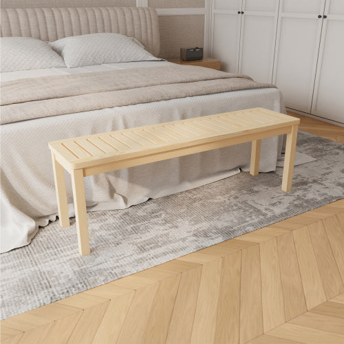 52 Solid Wood Slatted Bench For Living Room, Bedroom, Or Entryway   Durable Natural Hardwood Finish, Perfect For Foot Of Bed Or Entryways, Hallways