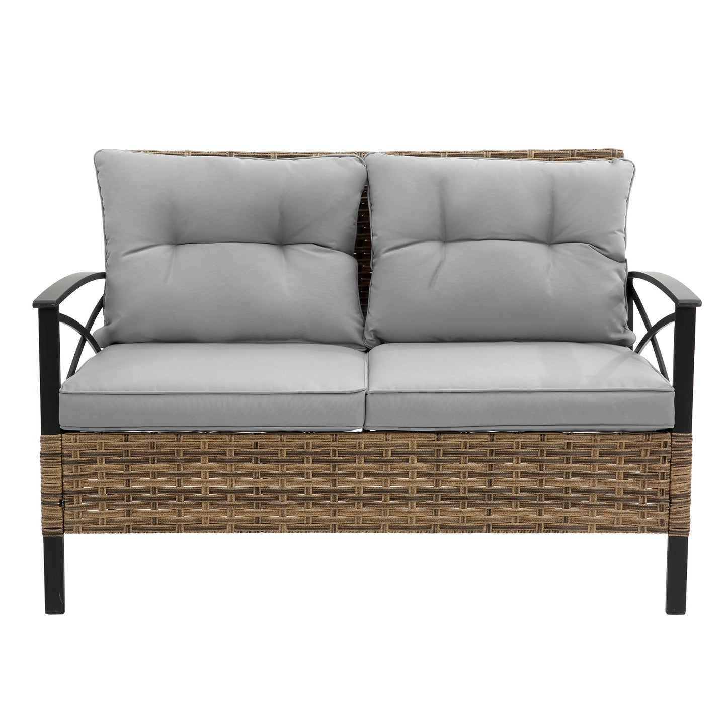 Patio 4Piece Sectional Sofa Set   KD Rattan Wicker Outdoor Garden Furniture