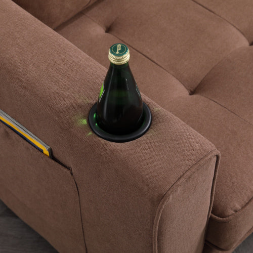 VIDEO Provided 3-in-1 Upholstered Futon Sofa Convertible Floor Sofa Bed,Foldable Tufted Loveseat With Pull Out Sleeper Couch Bed