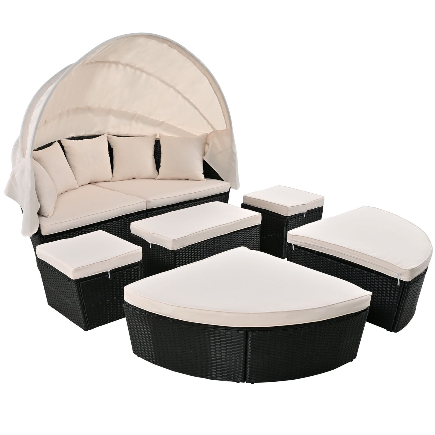 Circular Outdoor With Retractable Canopy Willow Bath Bed