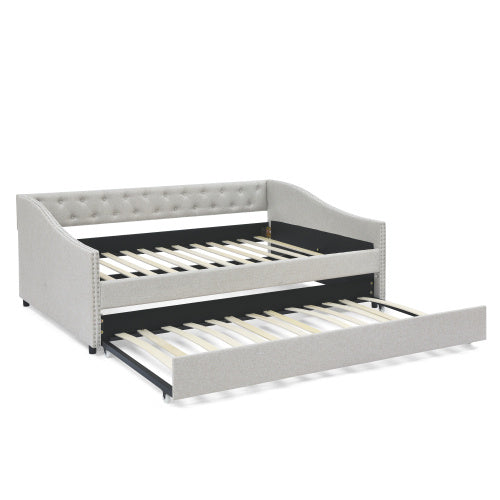 The Full-size Sofa Bed Features A Double Upholstered Tufted Sofa Bed On Wheels  Unavailable Platforms- Temu