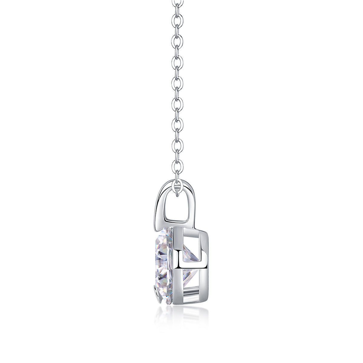 Diamond Sparkle V-chain Luxury Fashion Diamond Pendant Necklace Set With Mosan Diamond Silver Ornaments