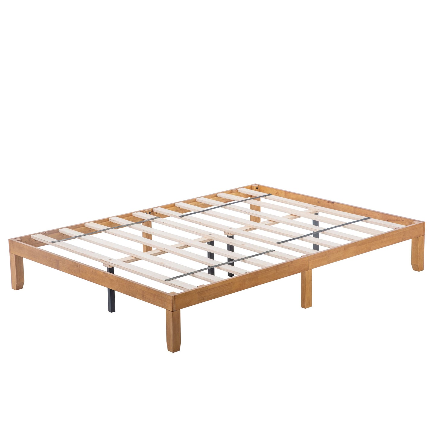 Large Wooden Platform Bed Frame, No Spring Box Required, Solid Wood Batten Support, Easy To Assemble