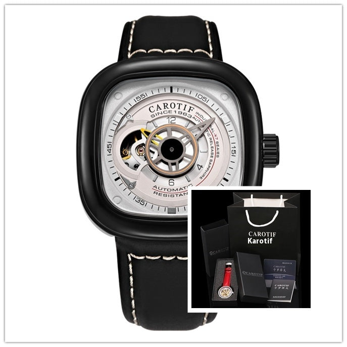 The hot blast dunk watch fashion automatic mechanical watches Mens hollow square dial watch