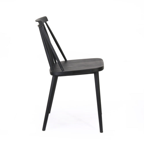 Farmhouse Spindle Back Dining Chairs, Set Of 2, Black