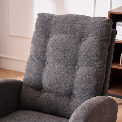 Accent Rocking Chair With Footrest High Back Rubber Wood Rocking Legs Bedroom Living Space 26.77D X 38.36W X 39.76H Inch