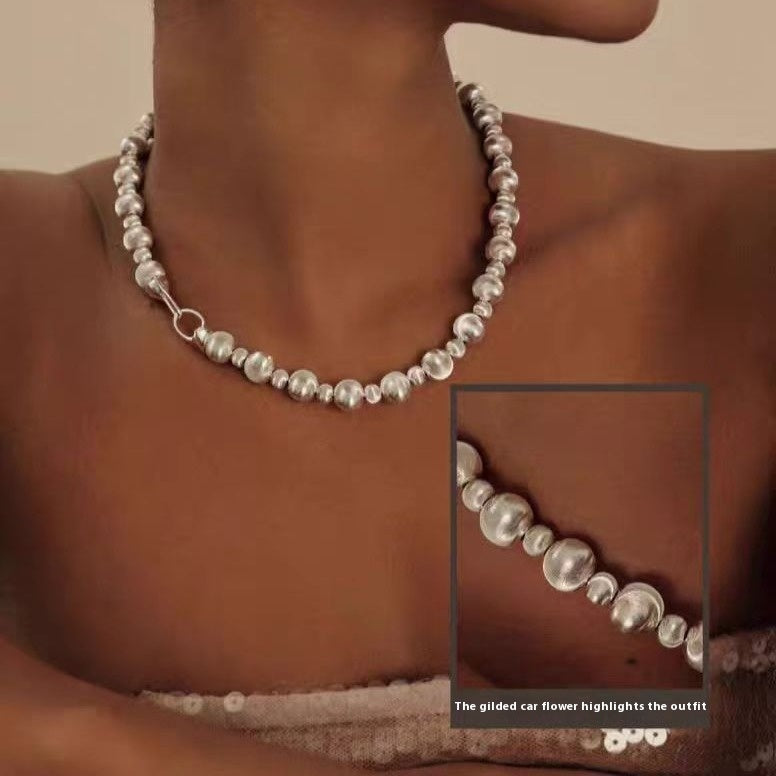 Brushed Beaded Necklace Temperament Clavicle Chain