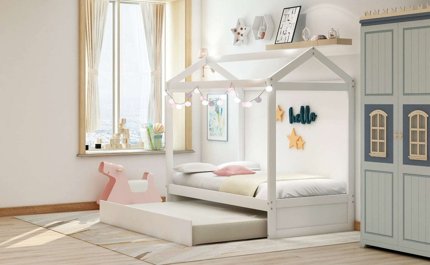 White Can Decorate The Bed Of A House With A Trunk
