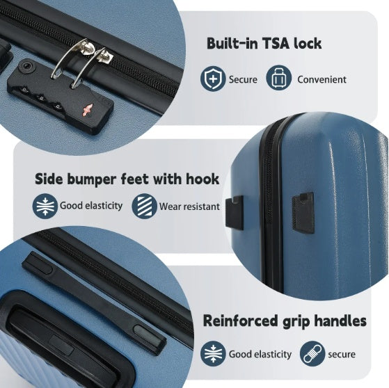 3-Piece Hardshell Suitcase Set, Professional & Family Luggage With TSA Lock & Double Spinner Wheels, Large Capacity Lightweight Expandable Cases For Business  Vacation